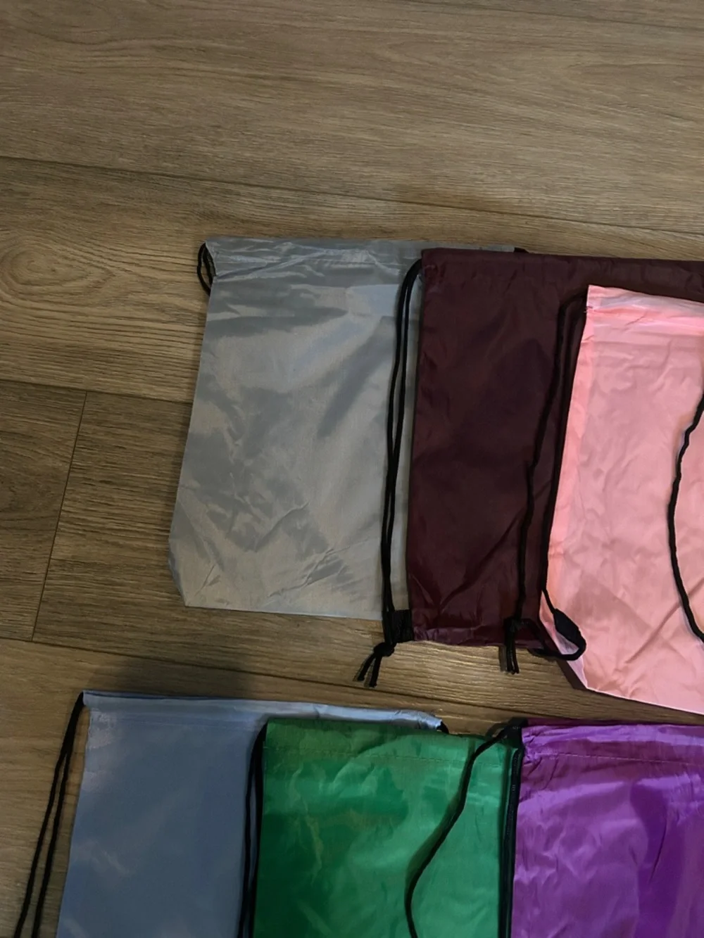 NWOT‎ Sm. Drawstring Sport & Swim Bags lot of 8 Packable Colored Gym Sacks shown